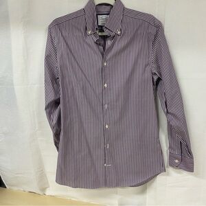 Charles Tyrwhitt Purple and White Striped Button-Down Dress Shirt Extra Slim Fit